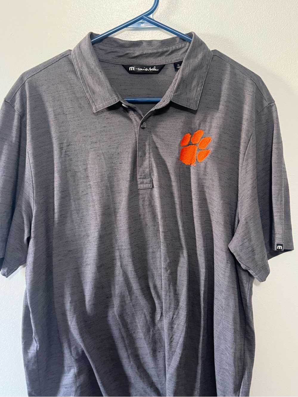 Travis Mathew Gray Polo with Orange Paw Embroidery